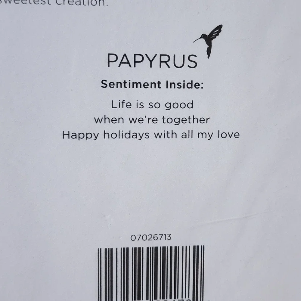 Papyrus Christmas Card Couple Red Umbrella Snow Scene with Heart Snowflake Charm